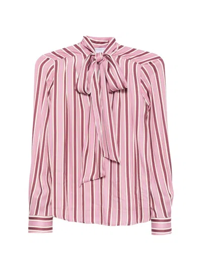Zanetti Striped Pussy-bow Blouse In Pink
