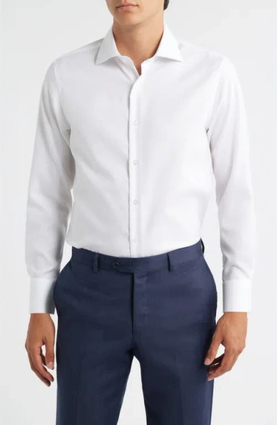 Zanetti Textured Oxford Dress Shirt In White
