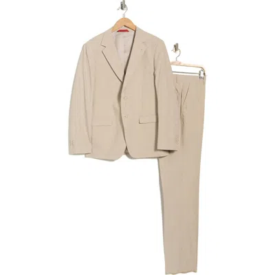 Zanetti Trim Fit Tan Notch Lapel Stretch Suit In Neutral