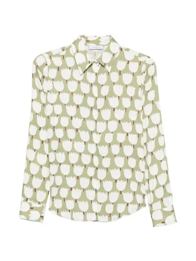 Zanetti Tulip-print Long-sleeve Shirt In Green