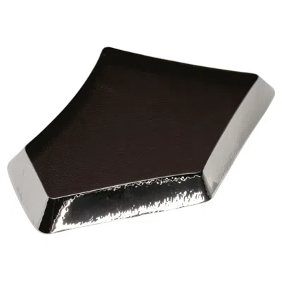 Pre-owned Zanetto Alegria 1 Silver Brass And Leather Vide Poche In Black