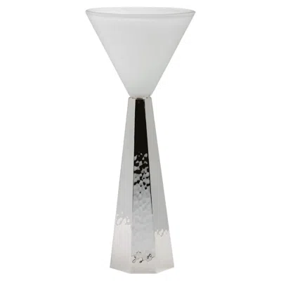 Pre-owned Zanetto Alegria Silver Brass And With White Opaline Glass Bowl Glass