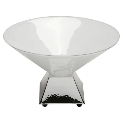 Pre-owned Zanetto Alegria Silver Brass With White Opaline Glass Bowl Centerpiece