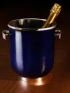 Zanetto Avant Garde Enamelled Silver-plated Champagne Bucket  Abask Luxury Gift In  Navy And Silver