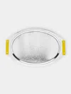 Zanetto Ebony And Enamelled Silver-plated Oval Bar Tray  Abask Luxury Gift In  Yellow And Silver