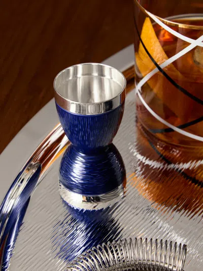 Zanetto Enamelled Silver-plated Cocktail Jigger  Abask Luxury Gift In Blue