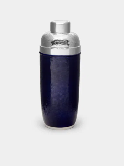 Zanetto Enamelled Silver-plated Cocktail Shaker  Abask Luxury Gift In Blue
