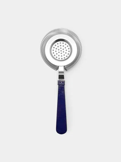 Zanetto Enamelled Silver-plated Cocktail Strainer  Abask Luxury Gift In Blue