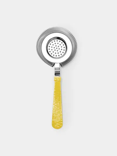 Zanetto Enamelled Silver-plated Cocktail Strainer  Abask Luxury Gift In Yellow