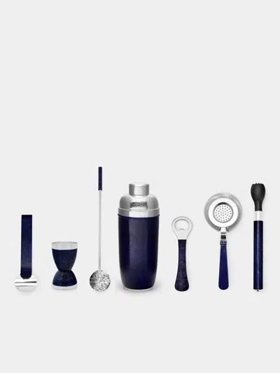 Zanetto Enamelled Silver-plated Set (set Of 7)  Abask Gift Set In Blue