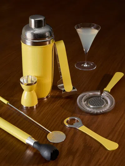 Zanetto Enamelled Silver-plated Set (set Of 7)  Abask Gift Set In Yellow