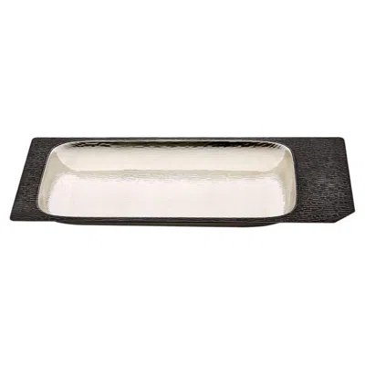 Pre-owned Zanetto Iside Rectangular Bronze Tray #1 In Gold