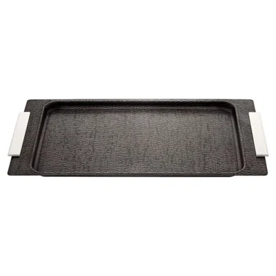 Pre-owned Zanetto Iside Rectangular Bronze Tray With Handles In Gold