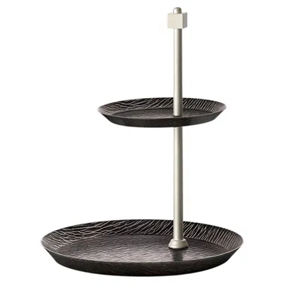 Pre-owned Zanetto Iside Small Two-tier Bronze Cake Stand In Black