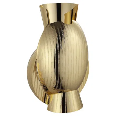 Pre-owned Zanetto Lumaca Ridged Golden Vase In Sand