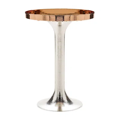 Pre-owned Zanetto Madurai Side Table With Tray By Enrico Z In Silver