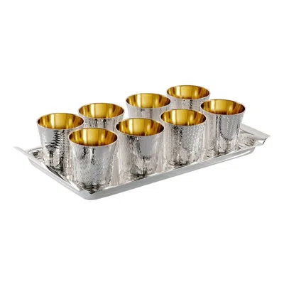 Pre-owned Zanetto Scacciapensieri 8-piece Set Of Liqueur Cups In Gold