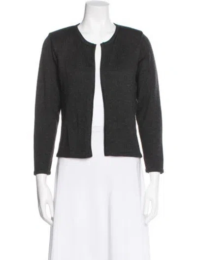 Pre-owned Zang Toi Cashmere Open Front Sweater In Gray