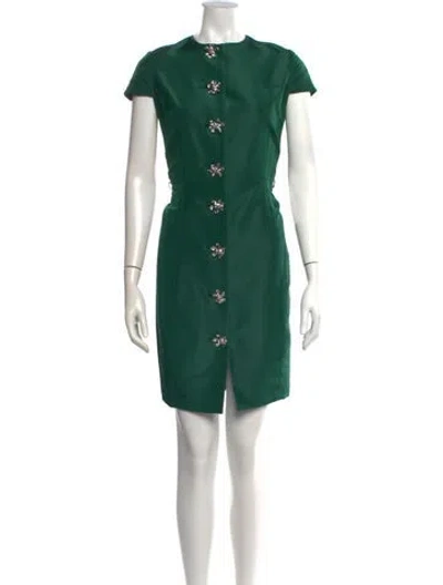 Pre-owned Zang Toi Crew Neck Mini Dress In Green