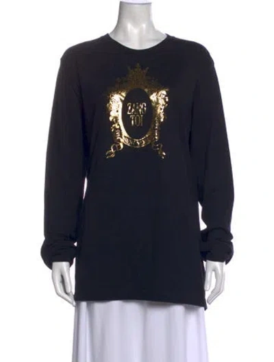 Pre-owned Zang Toi Graphic Print Crew Neck T-shirt In Black