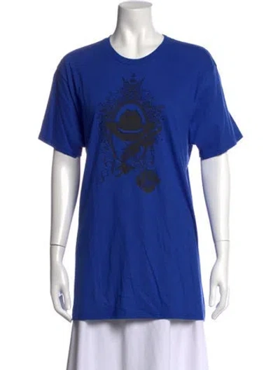 Pre-owned Zang Toi Graphic Print Crew Neck T-shirt In Blue