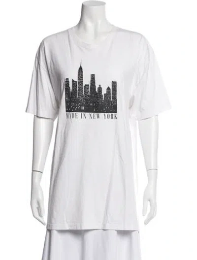 Pre-owned Zang Toi Graphic Print Crew Neck T-shirt In White