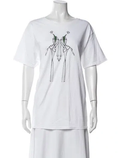 Pre-owned Zang Toi Graphic Print Crew Neck T-shirt In White