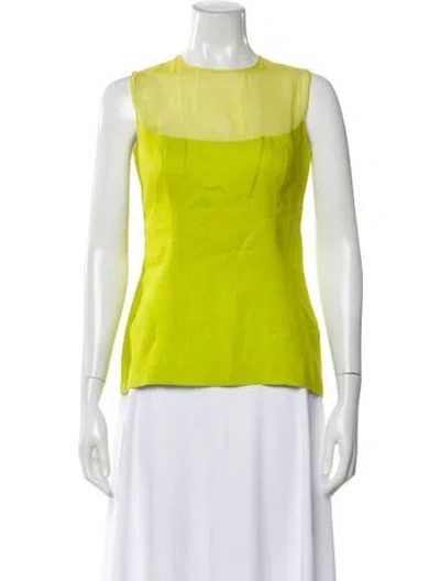 Pre-owned Zang Toi Linen Crew Neck Top In Yellow