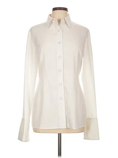 Pre-owned Zang Toi Long Sleeve Blouse In Ivory