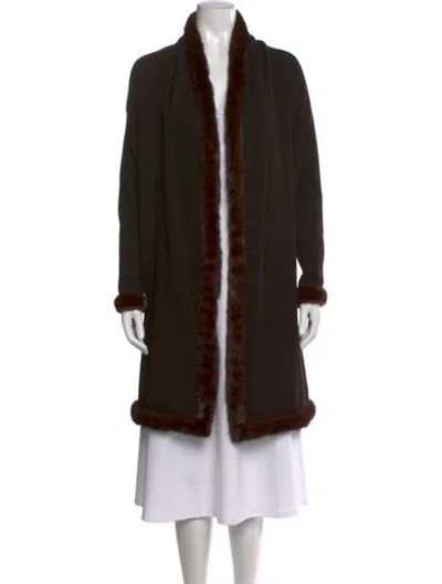 Pre-owned Zang Toi Open Front Sweater In Brown