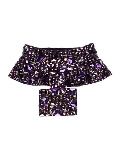 Pre-owned Zang Toi Printed Scarf In Purple
