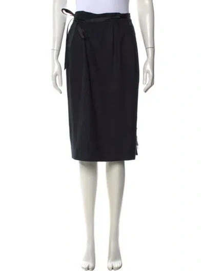 Pre-owned Zang Toi Silk Midi Length Skirt In Black