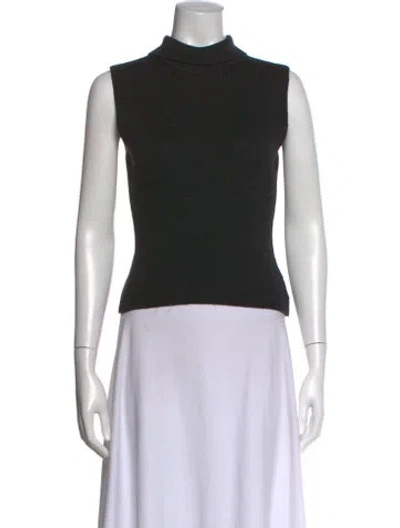 Pre-owned Zang Toi Silk Mock Neck Sweater In Black