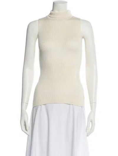 Pre-owned Zang Toi Silk Mock Neck Sweater In Neutral
