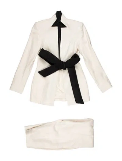 Pre-owned Zang Toi Silk Pantsuit In White