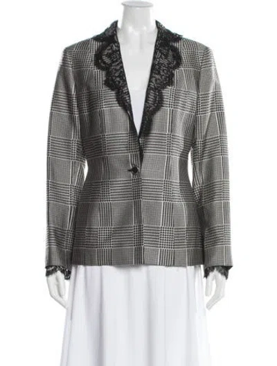 Pre-owned Zang Toi Silk Plaid Print Blazer In Multi
