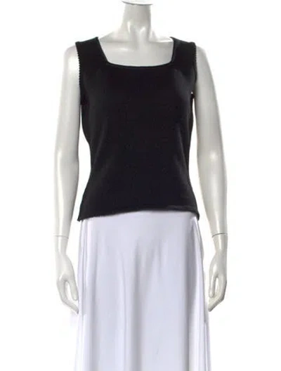 Pre-owned Zang Toi Silk Square Neckline Sweater In Black