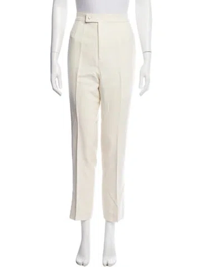 Pre-owned Zang Toi Silk Straight Leg Pants In Neutral