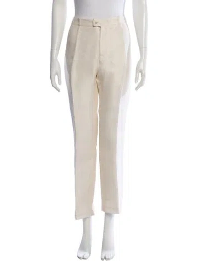 Pre-owned Zang Toi Silk Straight Leg Pants In Neutral