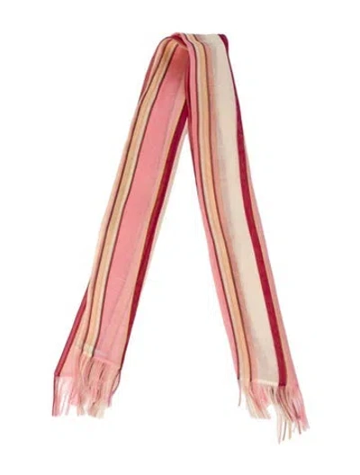 Pre-owned Zang Toi Striped Scarf In Pink