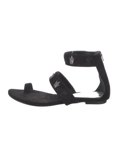 Pre-owned Zang Toi Suede Sandals In Black