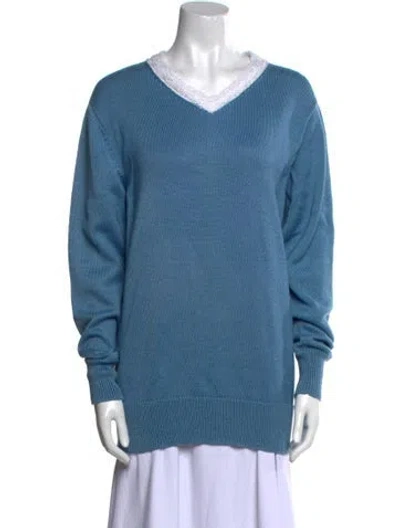 Pre-owned Zang Toi V-neck Sweater In Blue