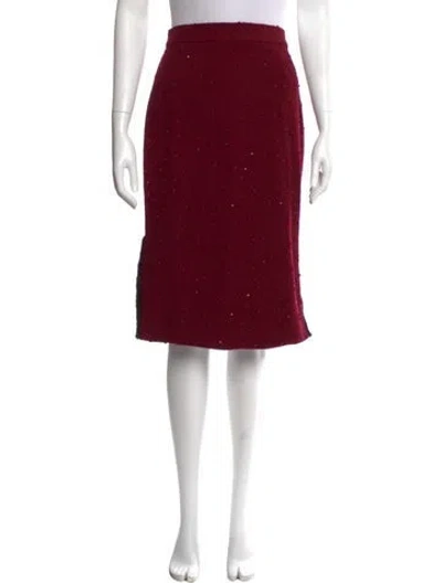 Pre-owned Zang Toi Wool Knee-length Skirt In Burgundy