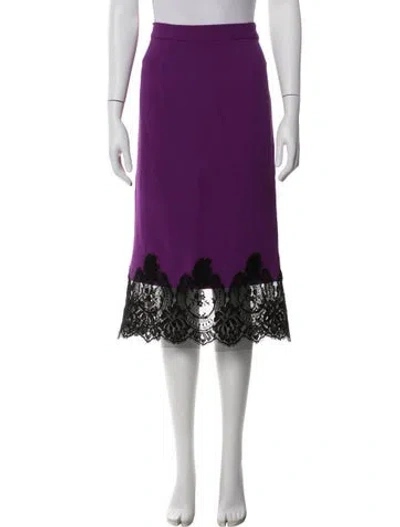 Pre-owned Zang Toi Wool Midi Length Skirt In Purple