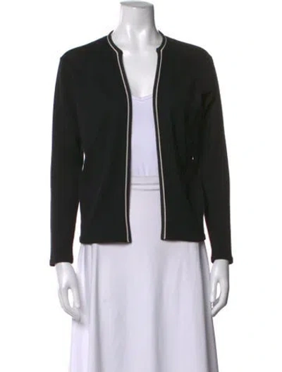 Pre-owned Zang Toi Wool Open Front Top In Black