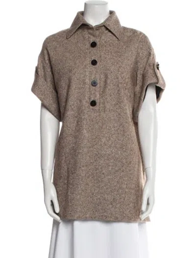 Pre-owned Zang Toi Wool Printed Polo In Neutral