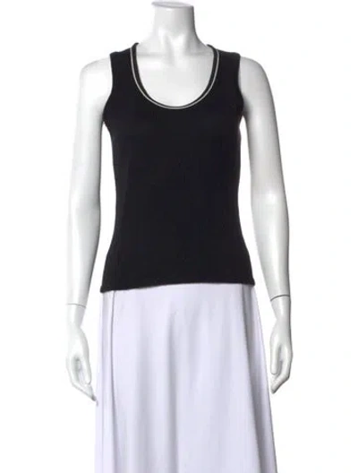 Pre-owned Zang Toi Wool Scoop Neck Top In Black
