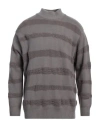 Zanieri Man Turtleneck Taupe Size 42 Virgin Wool, Polyamide In Grey