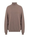 Zanieri Man Turtleneck Khaki Size 48 Virgin Wool, Cashmere In Beige