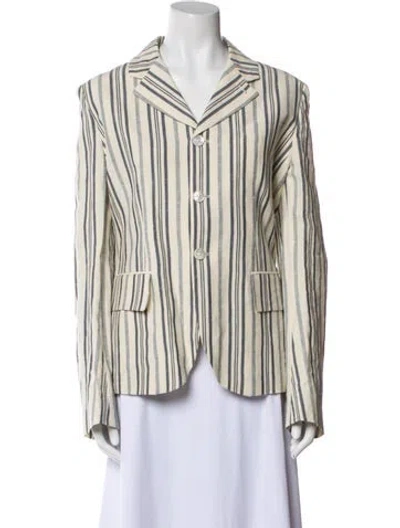 Pre-owned Zanini Linen Striped Blazer W/ Tags In Neutral